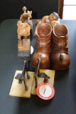 Marble & Brass Egyptian Themed Bookends, Wooden Book Ends, Oriental Themed