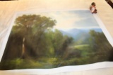 Unframed Ron Williams Original Painting, Mountain Pasture With Trees In For