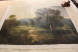 Unframed Ron Williams Original Painting, Pastoral Scene With Mountains In B
