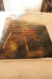 Unframed Ron Williams Original Painting, Woods In Fall Scene With Mountains