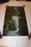 Unframed Ron Williams Original Painting, Mountain Waterfall Scene, 30