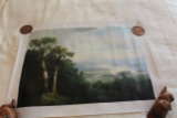 Unframed Ron Williams Original Painting On Canvas, Mountain River From Hill