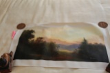 Unframed Ron Williams Original Painting On Canvas, Mountain Lake View With