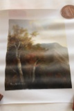 Unframed Ron Williams Original Painting On Canvas, Moiuntain View From Hill