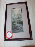 Framed Under Glass Robert Tino Print, Signed, Mountain Stream In Background
