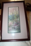 Framed Under Glass Robert Tino Print, Signed, Spring Mountain Scene, 13