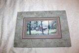 Matted Mountain Log Cabin Print By T. Chandler From 1999
