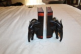 Pair Of Hand Carved Wooden Elephant Bookends