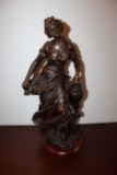 Carved Wooden Statue Of Woman With Flowers, 16