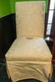 Pair Of White Demask Upholstered Side Chairs