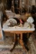 Marble Top Single Pedestal Wooden Side Table Plus Contents (carved Wooden S