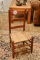 Small Wooden Childs Ladder Back Chair With Woven Cloth Seat