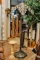 Decorative Faux Ivory Plant Stand Plus Metal Floor Lamp With Metal Tree/lea
