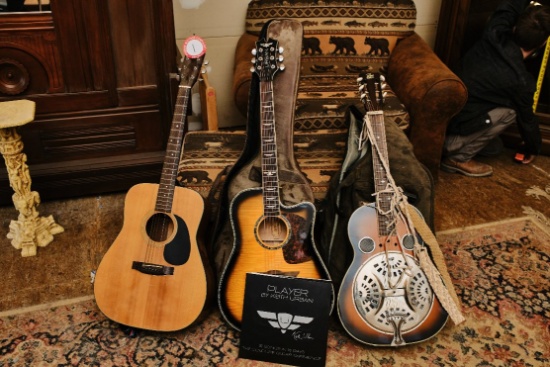 (2) Guitars, (1) Dobro, (1)Acoustic Starter, (1) Keith Urban Acoustic Guitar With Case