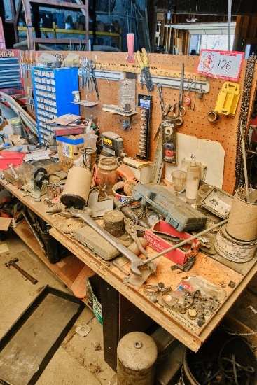 Contents Of Table, Bench & Shelves, Assorted, Parts, Tools, Fasteners, Etc.