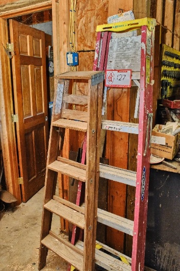 6 Foot Fiberglass Step Ladder & 5 Foot Wooden Step Ladder