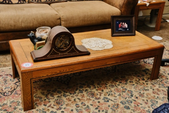 Coffee Table & Contents (decorative Items & Partially Finished Mantle Clock