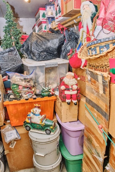 Contents Of Closet, Large Assortment Of Christmas Decorations