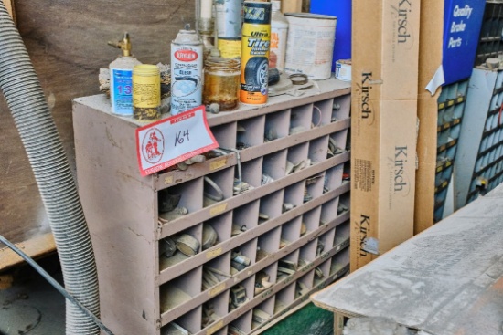 3 Bolt Bins With Contents, Bolts Nuts, Fasteners, Grinder Etc.