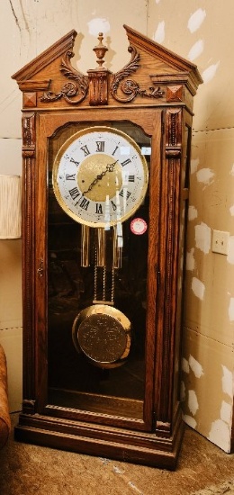 Ridgeway Grandfather Clock With Glass Door (with Key), S/n 00022640, 92.5"