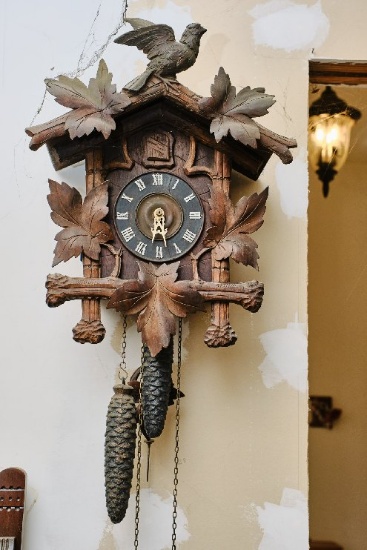Black Forest Brand Style Wooden Cuckoo Clock, 16.5" H X 14" W X 8" D