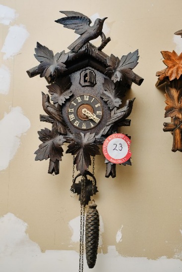 Wooden Black Forest Cuckoo Clock, Made In Germany, 19" H X 13.5" W X 6.5" D