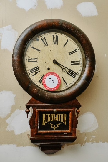 Regulator Wall Clock, 26" H X 16" W X 4.75" D Plus Electric Wooden Mantle C