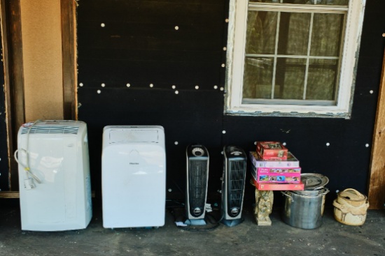 Contents Of Patio, Two Portable A/c Units, Two Space Heaters, 2 Wheel Dolly