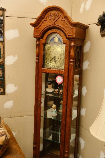 Ridgeway Grandfather Clock With Glass Door & 3 Shelves (no Key), S/n 920088