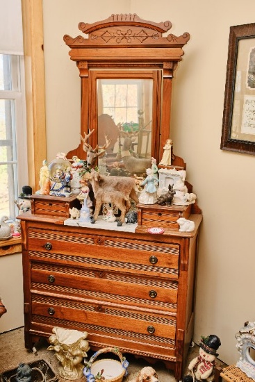 Wooden 3 Drawer Dresser With Mirror And Two Glove Boxes, 39.5" W X 16'5" W