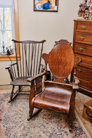 Two Wooden Rocking Chairs