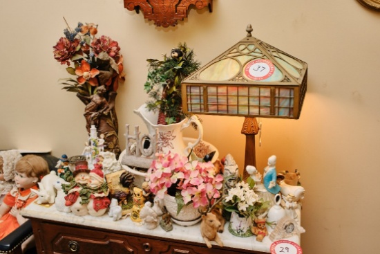 Assorted Items, Dolls, Figurines, Water Pitcher, Lamps, Etc. (remaining Con