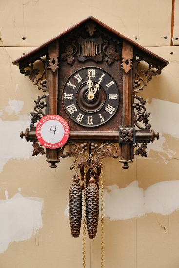 Hand Made Wooden Wall Cuckoo Clock, With Bird, Espresso Finish, 15.25" H X