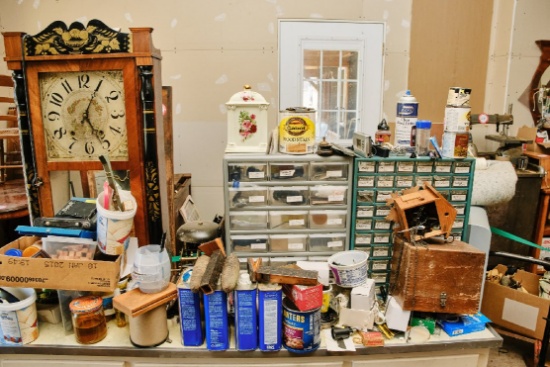 Everything Behind Green Ribbon, Assorted Clock Tools & Clock Making Parts &