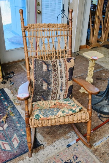 Wooden Wicker Rocking Chair