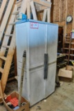 Two Door Plastic Storage Cabinet & Table With Contents, Assorted Wire, Meta
