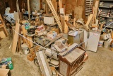 Everything Behind The White Ribbon, Two Door Plastic Cabinets, Metal Table,