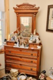 Wooden 3 Drawer Dresser With Mirror And Two Glove Boxes, 39.5