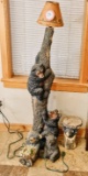 Wooden Bear Floor Lamp, Wooden Bear Plant Stand & Two Small Decorative Wood