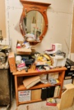 Wooden Table & Contents, Assorted Manuals, Fasteners, Miscellaneous Items,