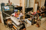 Everything Behind White Ribbon, Assorted Clamps, Hand Tools, Cart, Wooden T