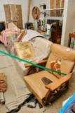Everything Behind Green Ribbon, Upholstered Sofa, Two Chairs, Tv, Antique S