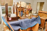 Everything Behind Orange Ribbon, Assorted Wooden Tables, Wooden Hall Tree,