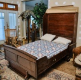 Windsor All Wood Double Murphy Bed, Cherry Finish, Full Length Mirror When