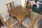 Wooden Parquet Game Table, with Clover Pattern and 4 Matching Chairs