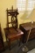 Wooden End Table with One Drawer plus Brass Floor Lamp & Decorative Wooden