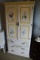 Entertainment Cabinet with Two  Doors & Three Drawers, White/Yellow Finish