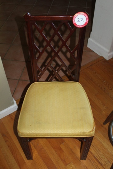 Wooden Side Chair, Upholstered Bottom, Two Wooden Stools with Upholstered B