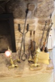 Fire Place Set, And Irons, Poker, Bellows, Tools, etc.