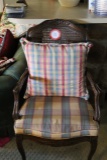 Wooden Framed Upholstered Bottom Cane Back Chair